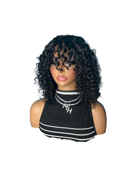 On the Go Human Hair Bob Wig With Bangs